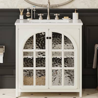 31" Farmhouse Bathroom Vanity with Ceramic Sink