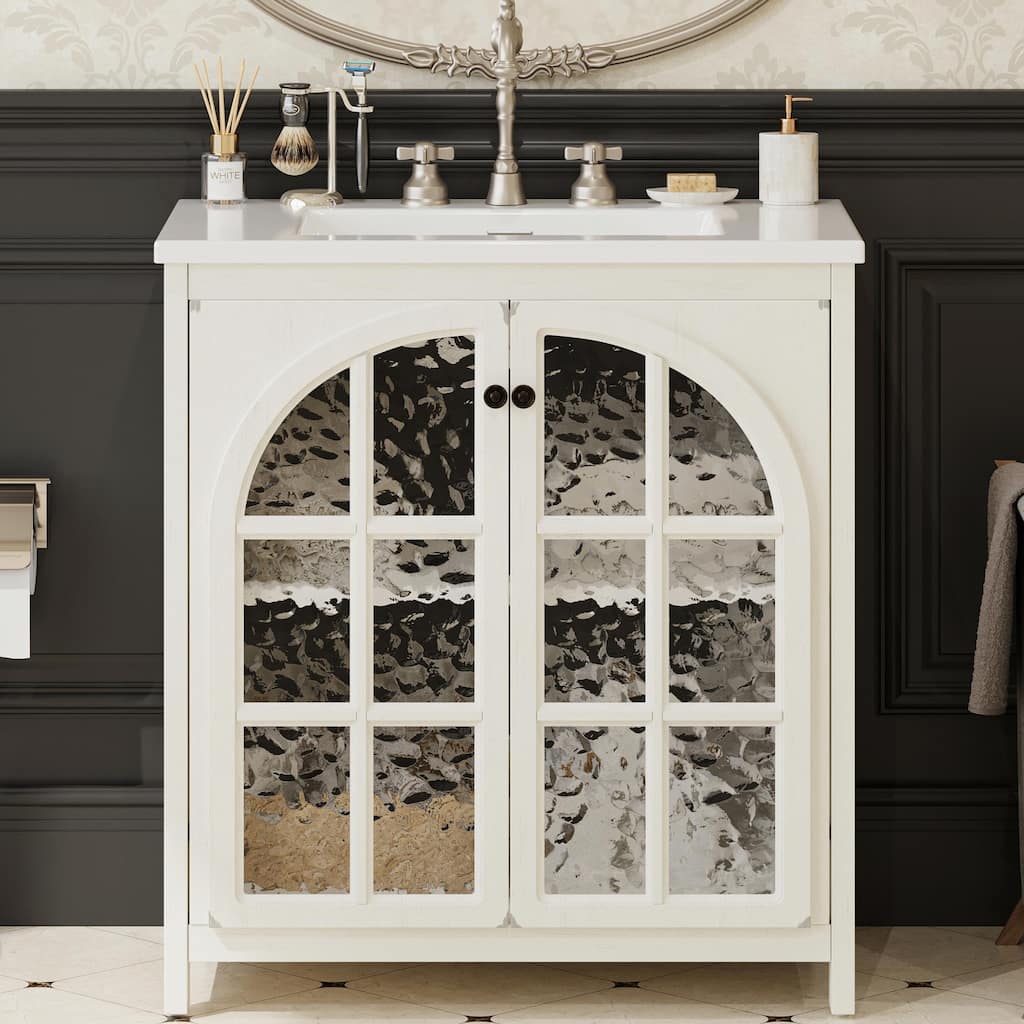 31" Farmhouse Bathroom Vanity with Ceramic Sink