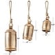 preview thumbnail 22 of 77, Gold, Gray, Bronze, Black or Red Metal Tibetan Inspired Decorative Cow Bells with Jute Hanging Rope (Set of 3)