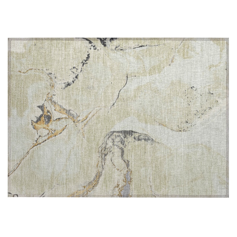 Machine Washable Indoor/ Outdoor Modern Abstract Chantille Rug