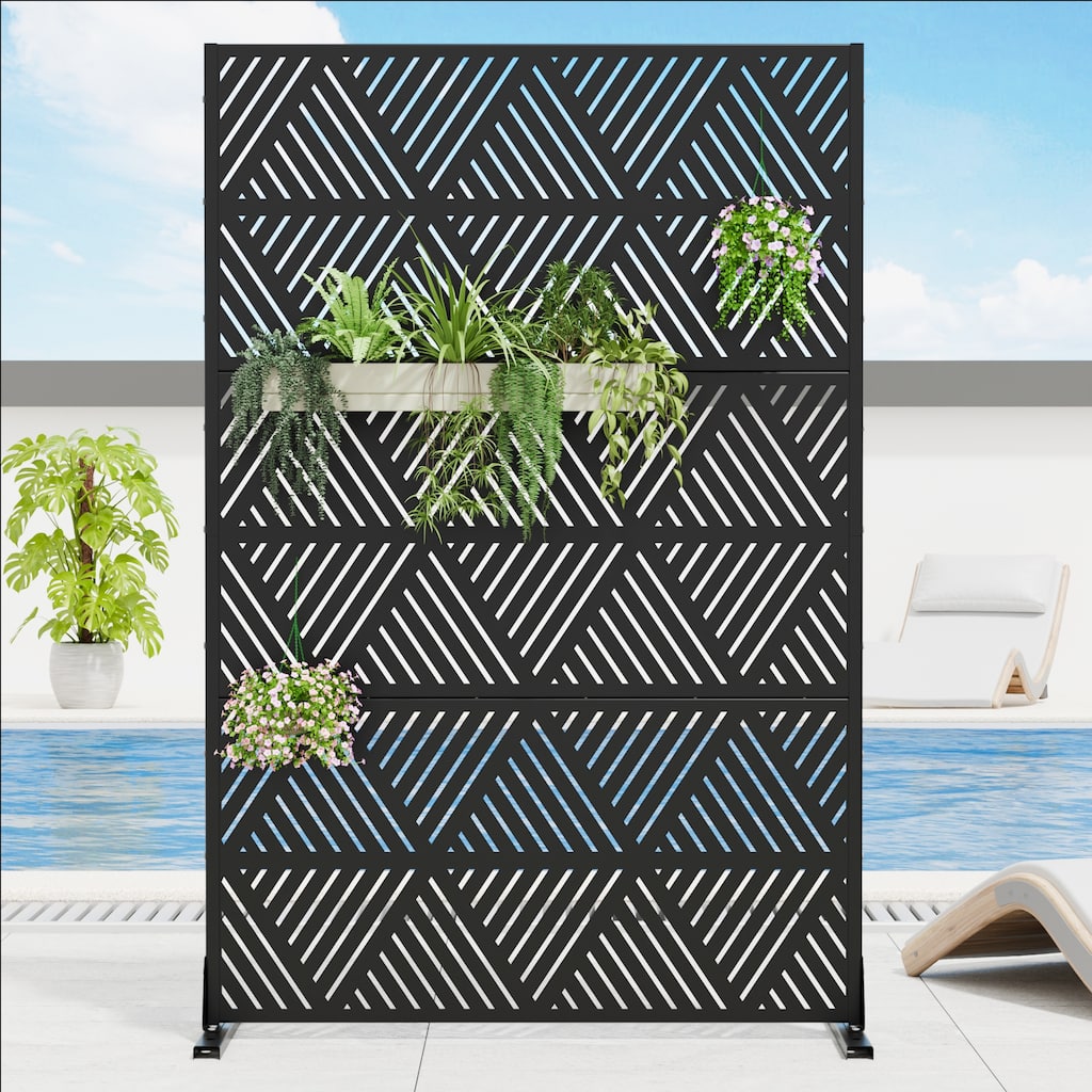 Dovelina 6ft.Outdoor Freestanding Metal Privacy Screen Decorative Garden Fence - 72"x47"