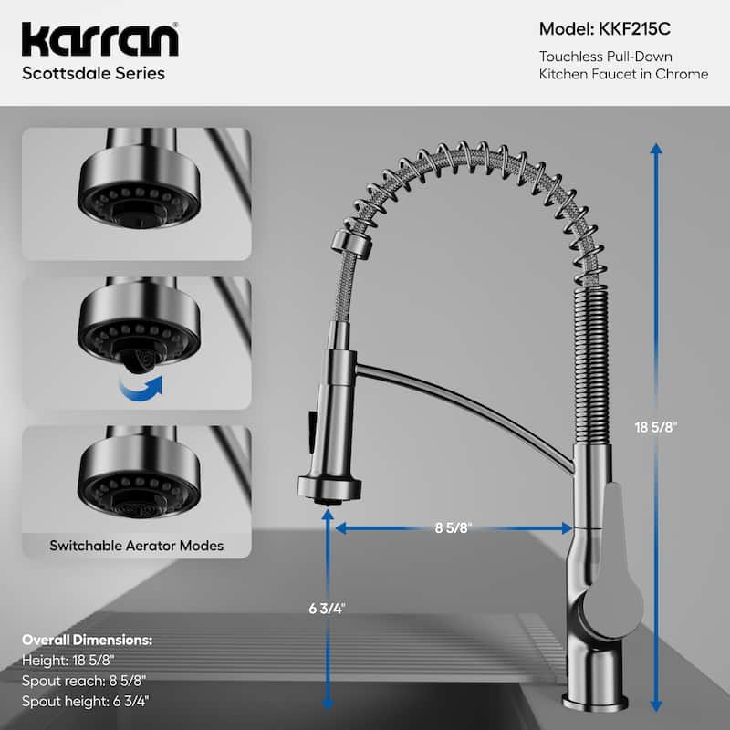 Karran Scottsdale Touchless Single-Handle Pull-Down Sprayer Kitchen Faucet