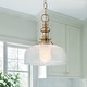 preview thumbnail 1 of 11, Mid-Century Modern 1-Light Gold Dome Pendant Light with Grid-Textured Glass for Kitchen Island Dining Room