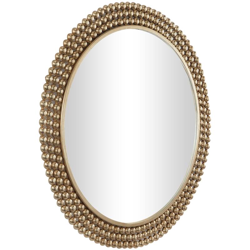 Metal Wall Mirror with Beaded Detailing - Black or Brass - CosmoLiving by Cosmopolitan
