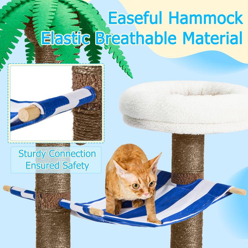 EROMMY Cat Tree – Multi-Level Cat Tower with Sisal Scratching Posts & Swing Ball, Modern Cat Furniture for Indoor Cats