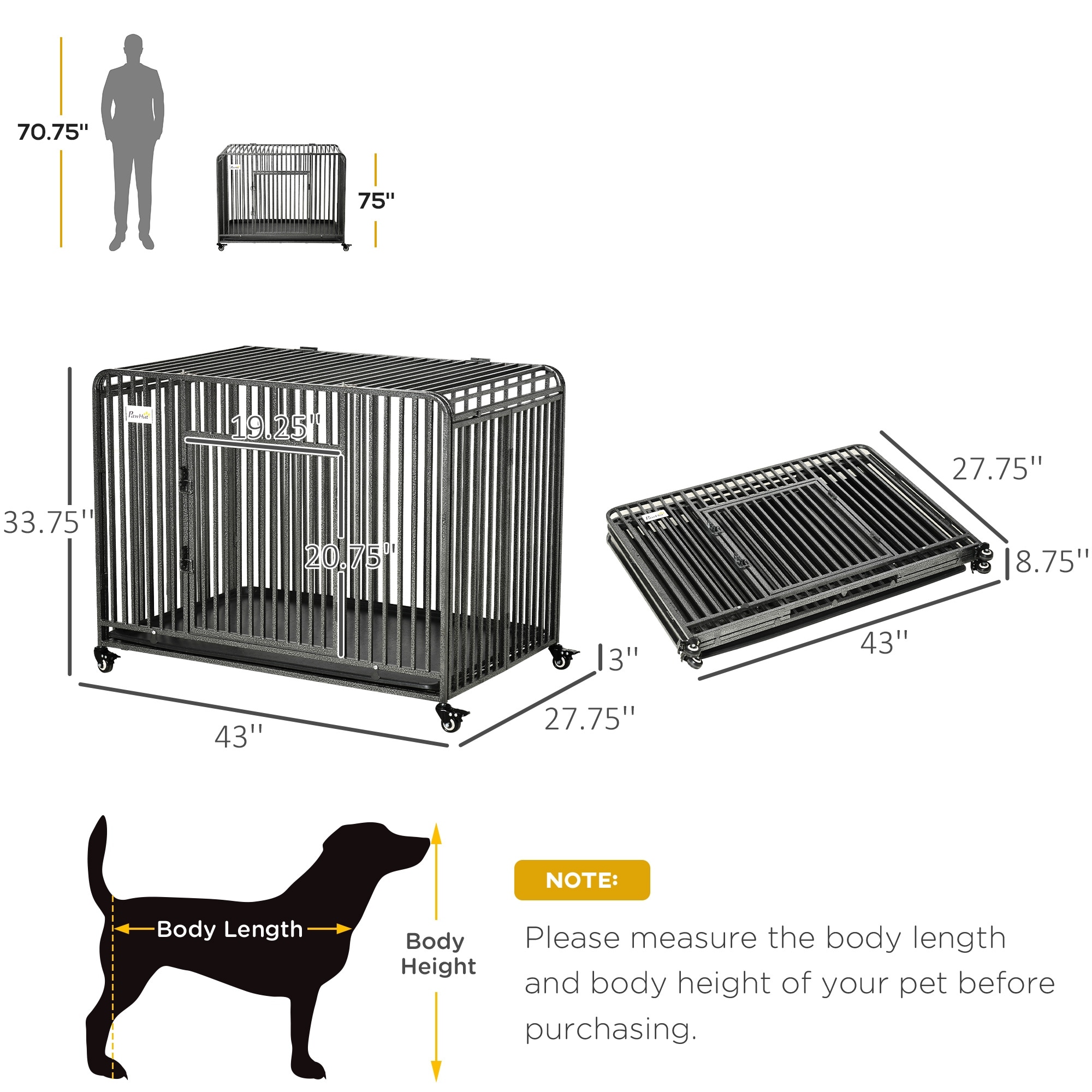 Dog kennel with removable tray top