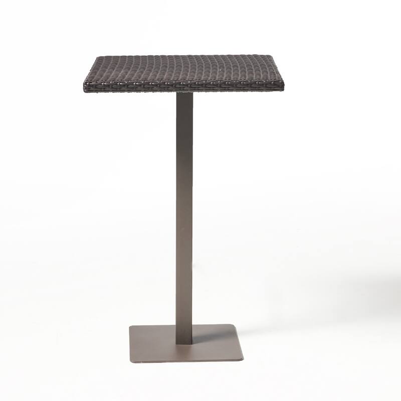 Outdoor Square Bar Table, Brown Multi Rattan, Metal Frame