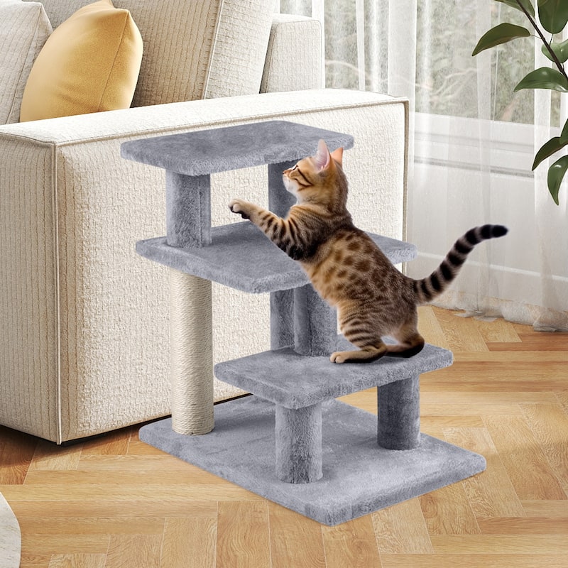 Gymax 2-in-1 Cat Tree Tower Pet Steps w/ Scratching Posts Hanging Toy