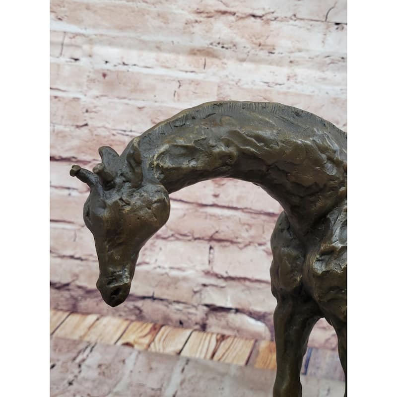 Milo Giraffe Bronze Sculpture – Graceful African-Inspired Art On Marble Base