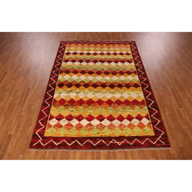 Trellis Geometric Moroccan Oriental Area Rug Hand-Knotted Wool Carpet - 6'9" x 10'1"