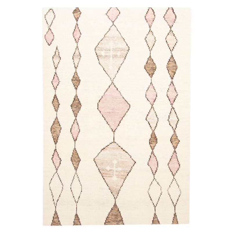 ECARPETGALLERY Hand-knotted Tangier Cream Wool Rug - 5'2 x 7'10