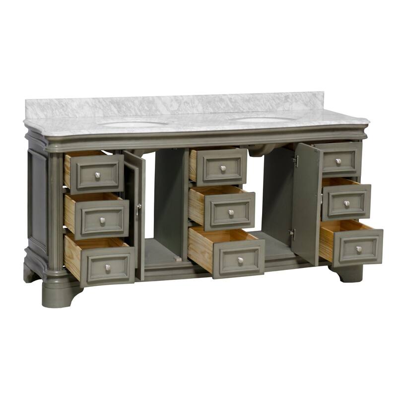 KitchenBathCollection Katherine 72" Double Bathroom Vanity with Carrara Marble Top