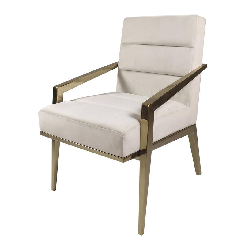 Merriman Upholstered Accent Armchair with Metal Frame - Cream/Gold