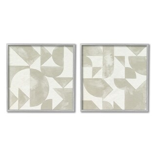 Stupell Abstract Geometric Triangle Shapes Painterly Beige Strokes 2 ...