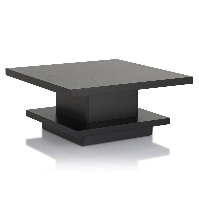 Ross Modern Square Coffee Table with Wrap Around Base Shelf and Hidden Storage by Strick & Bolton