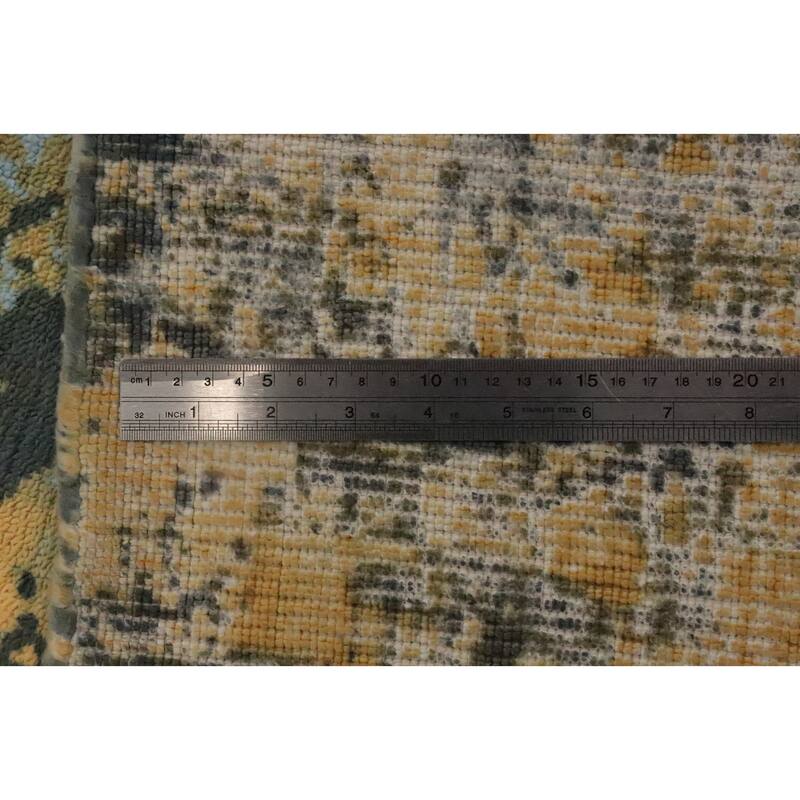 Hand Knotted Oriental Viscose Silk Carpet Modern Pictorial Oranges & Rust Abstract Area Rug - 7' 10'' X 5' 8''