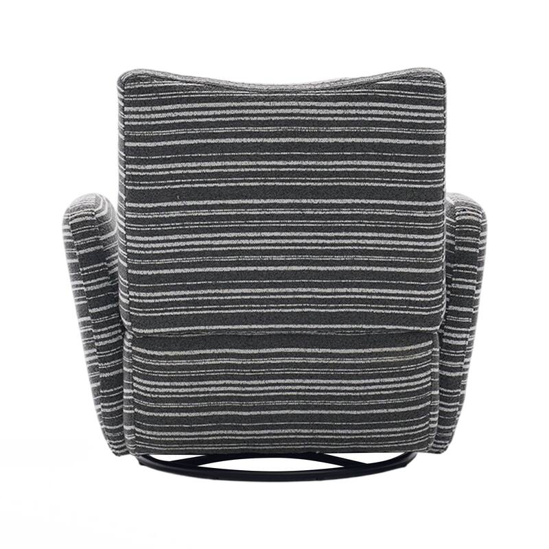 Modern Style 360° Swivel Leisure Chair Fabric Striped Armrest Swivel Chair and metal bracket, suitable for living room, balcony