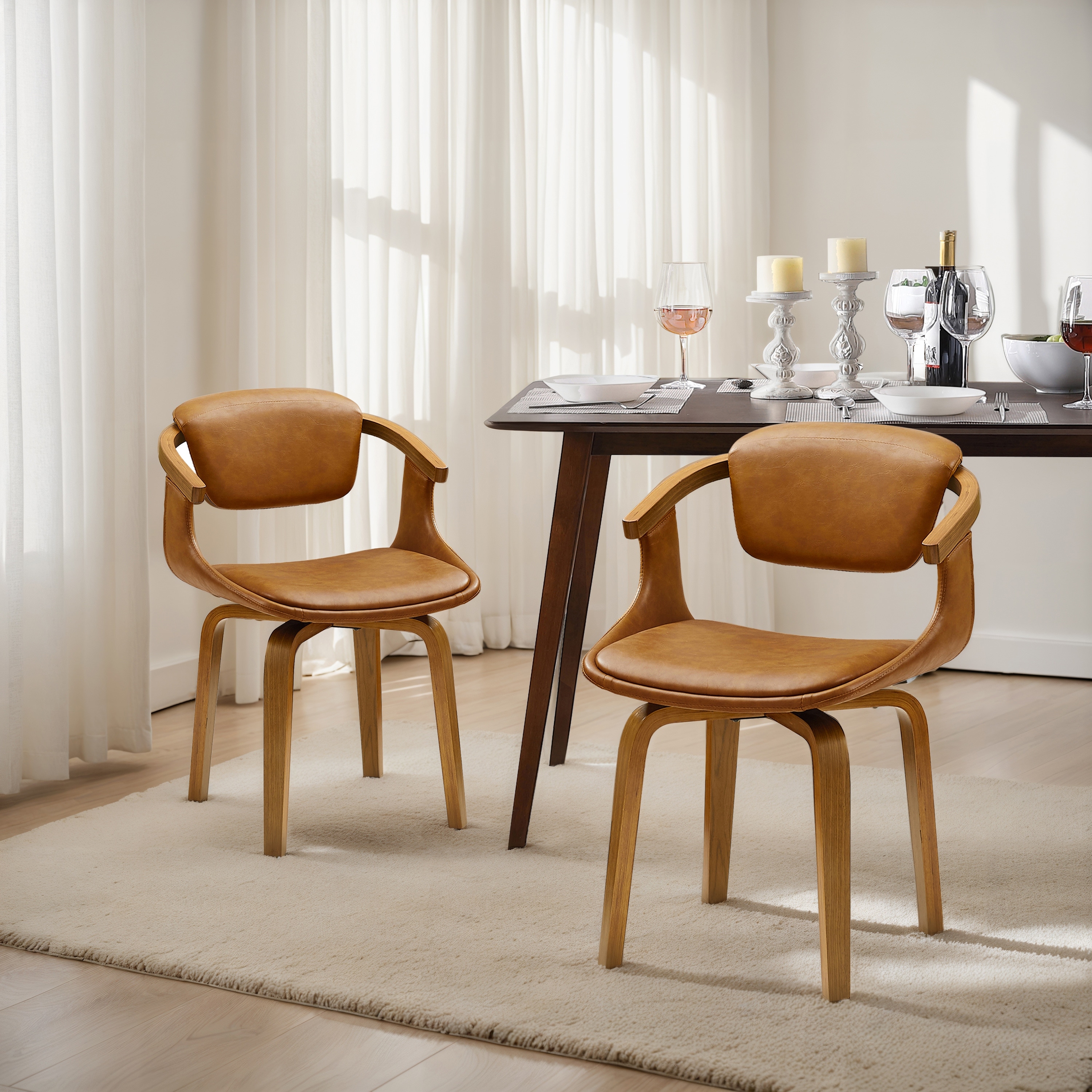 Art Leon Mid-century Modern Swivel Dining Chair (Set of