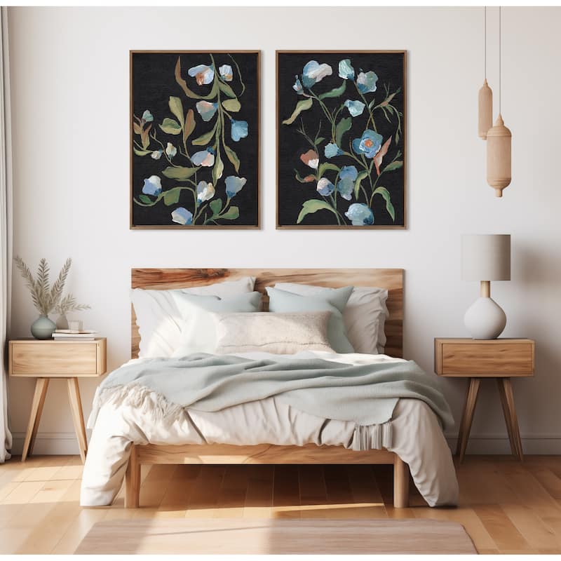 Sylvie Beaded Foliage I and III Framed Canvas Set by Nikita Jariwala