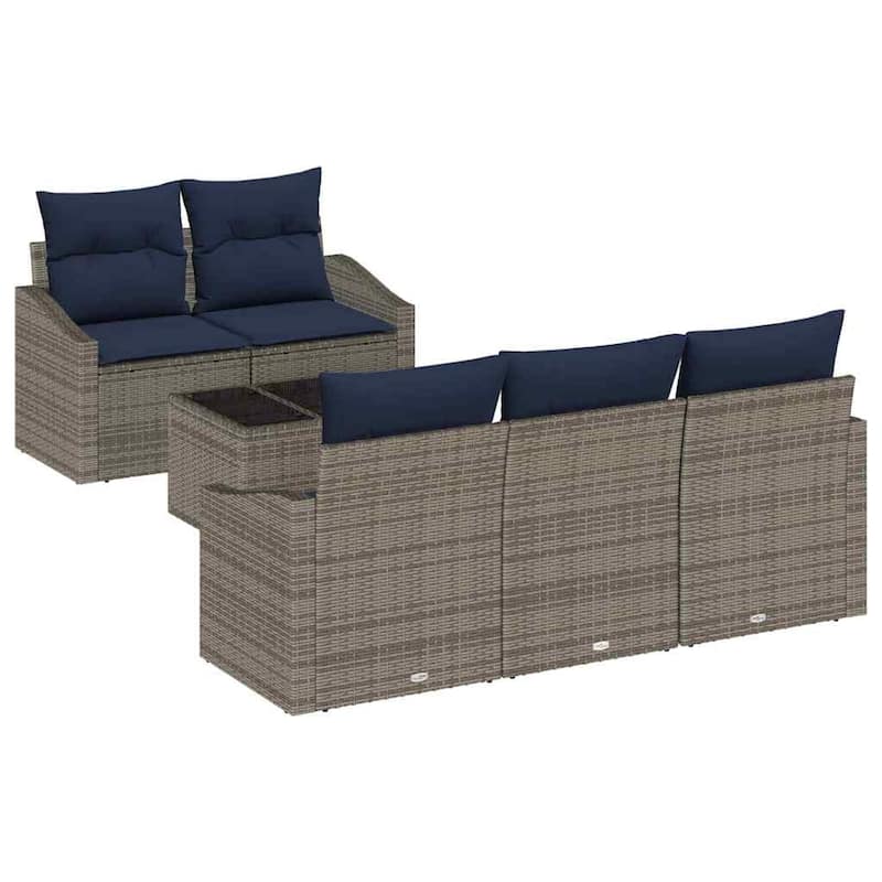 vidaXL 6 Piece Garden Sofa Set with Cushions - 70.1×24.4×27.2