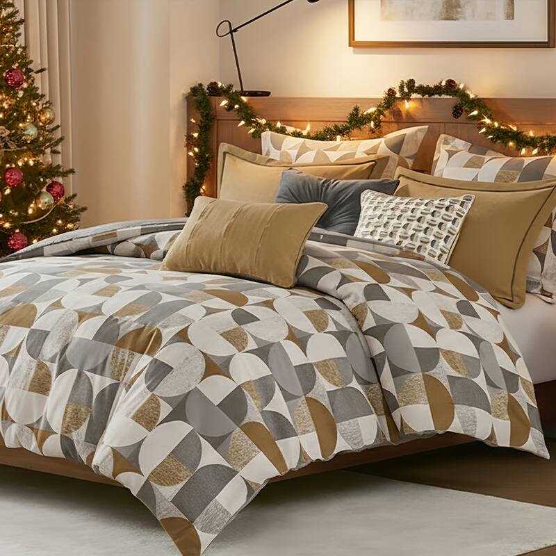 Madison Park Signature Cirque Jacquard Oversized Duvet Style Comforter Set - Gold - King