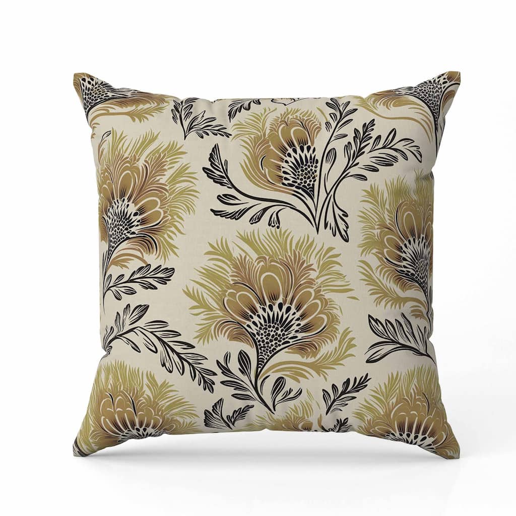 Whimsical Wilds Faux Suede Reversible Throw Pillow Beige and Olive