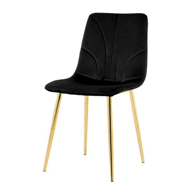 Dining Black Chair Dressing Chair Student Desk Chair Gold Metal Legs - Black