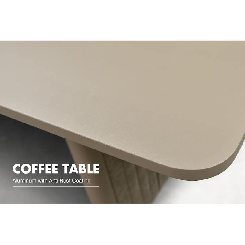 PURPLE LEAF Santorini 4 Piece Khaki Patio Sectional Sofa Set with Ottoman Cushions Poolside Garden Outdoor Conversation Sets