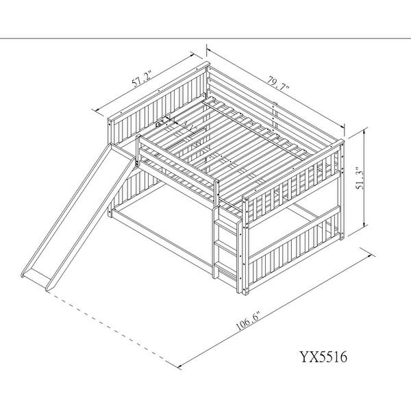 Full over Full Multiple Functional Bunk Bed with Slide and Ladder in White Color ,Modern & Clean Design,No Box Spring Needed