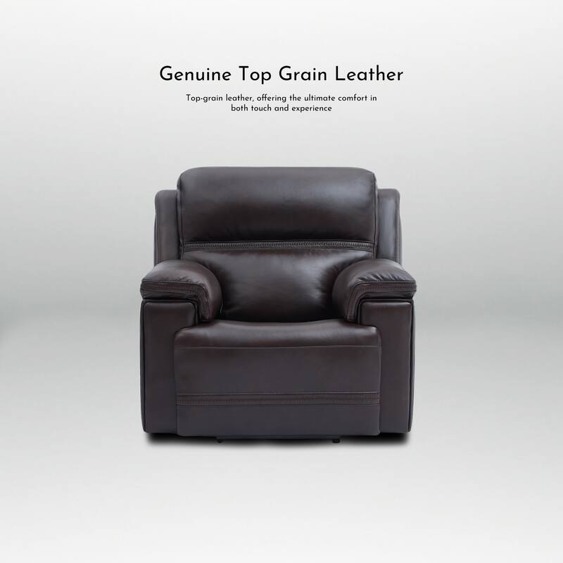Genuine Leather Power Recliner with Zero Gravity Dual Power Adjustable Headrest & Footrest USB Type-C Charging Ports