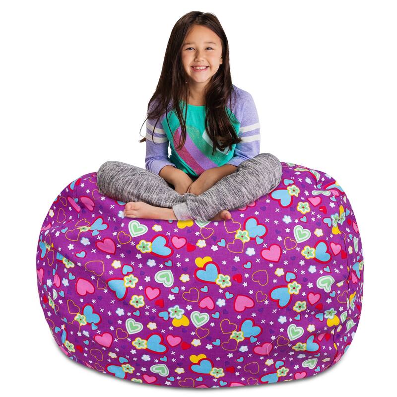 Kids' Stuffed Animal Storage Bean Bag Chair Cover or Toy Organizer