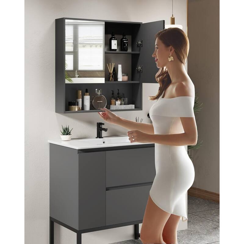 32''Bathroom Vanity with Single Sink - Grey
