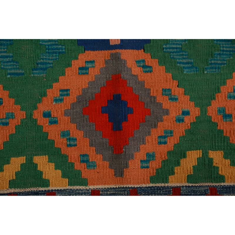 Geometric Kilim Oriental Large Rug Living Room Hand-Woven Wool Carpet - 10'2"x 16'3"