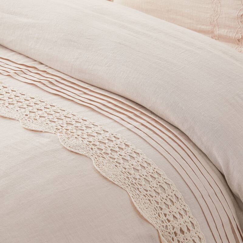 The Gray Barn Spring Field Linen Duvet Set - 4 Color (White, Grey, Pink, Ivory)