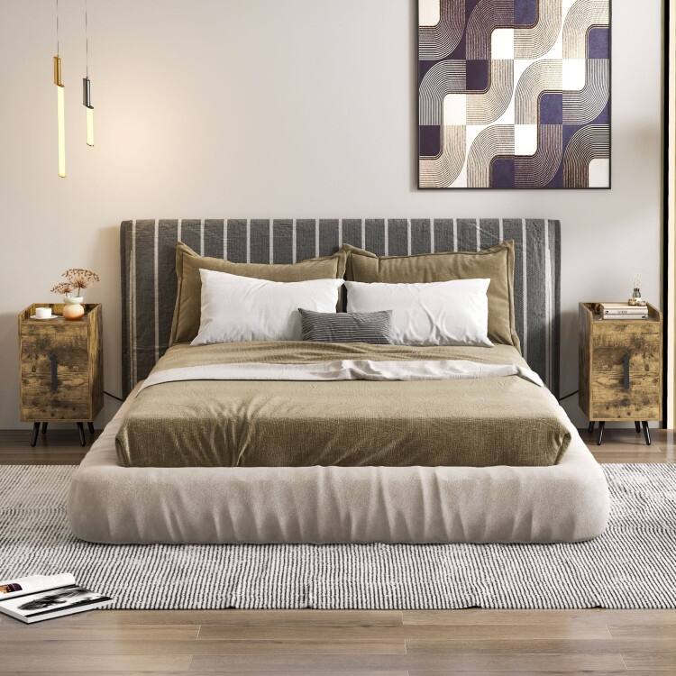 Bedside Table with Storage Drawers and USB Charging Station