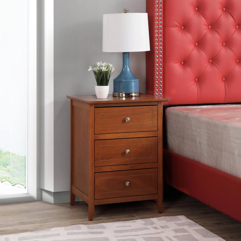 Glory Furniture Contemporary Wooden Nightstand with Drawers - Oak