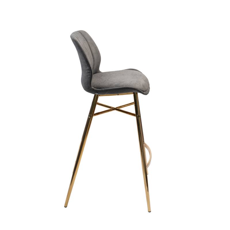 Porthos Home Cala Bar Stools Set of 2, Velvet Upholstery, Gold Chrome Legs