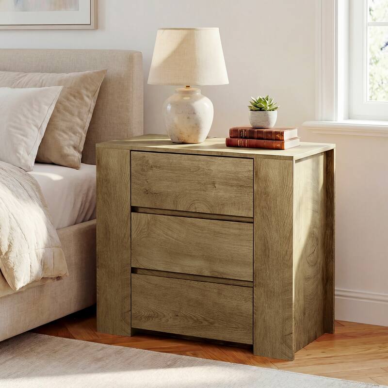 Oversized Nightstand with Drawers, 31.5-Inch Night Stand for Bedroom, Extra Large Bedside Table, Side End Table for Living Room
