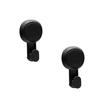 Bath Bliss 2 Pack Gel-Suction Power Hooks in Matte black - 4.5"x 2.5"x 1.7"
