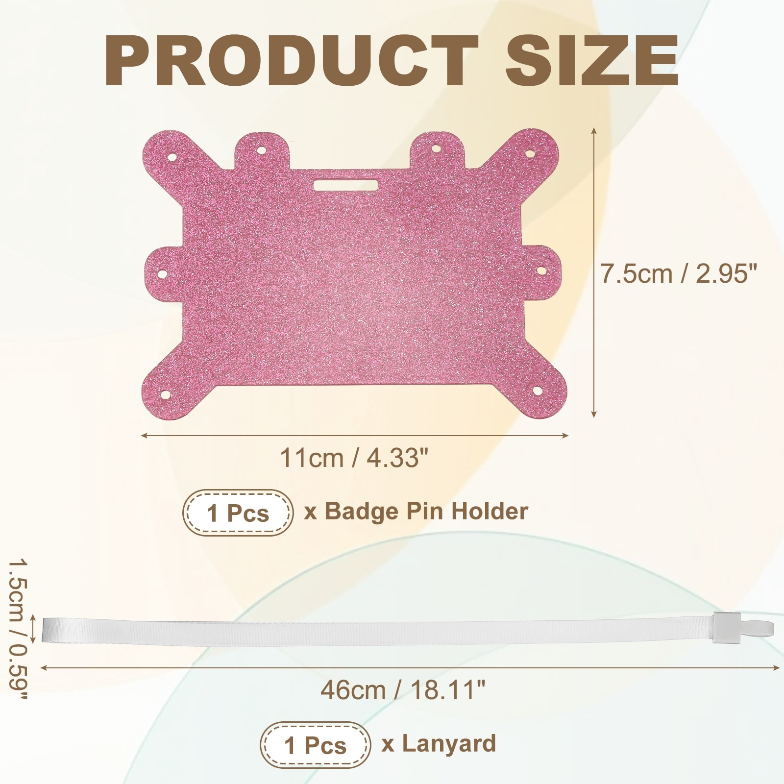 Badge Pin Holder, Acrylic Display Badge Adapter Horizontal Card Accessories with Lanyard for Employees ID Cards