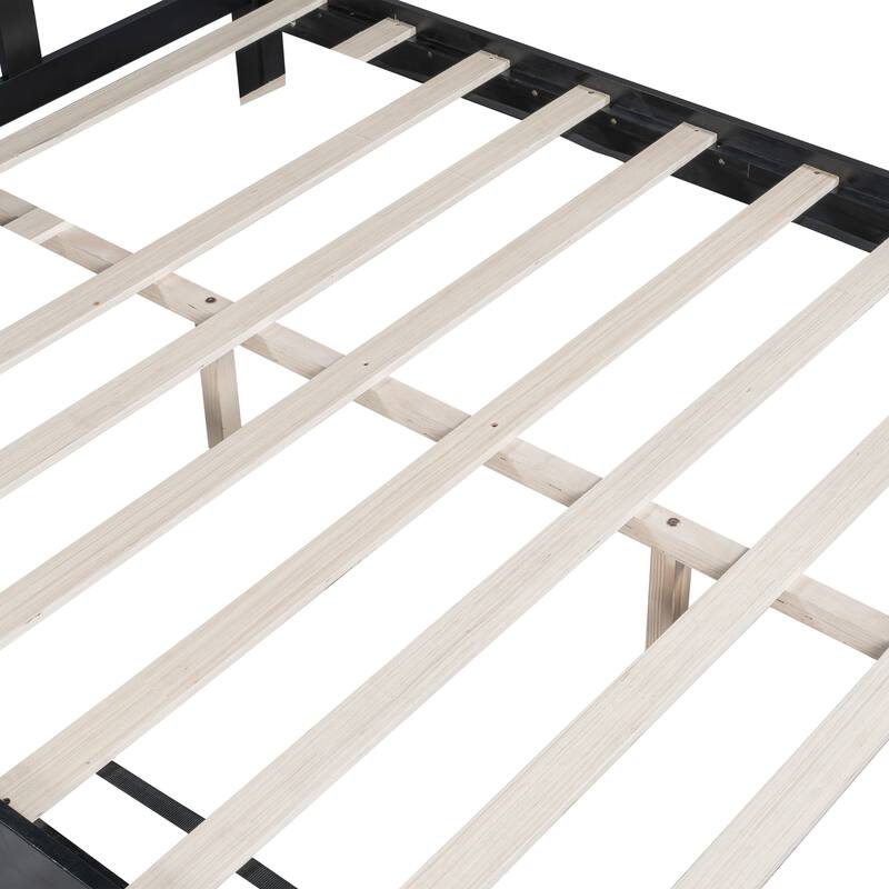 Christopher Knight Home - Alderwick Modern Upholstered Headboard Wood Low-Profile Platform Bed with Slatted Support