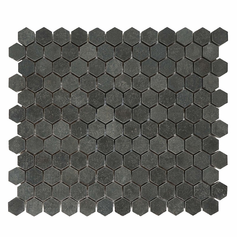 Vulcan Black 1 Inch Hexagon Honed Mosaic Tile - 5 Sheets (4.20 sf) - Black