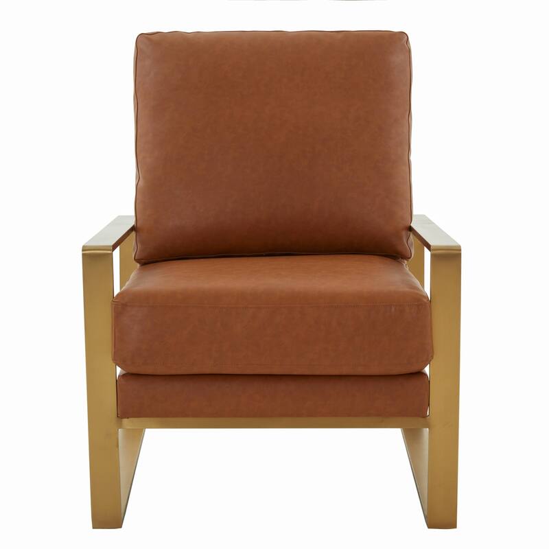LeisureMod Jefferson 3-Piece Leather Armchairs and Geometric Coffee Table Set - 36"