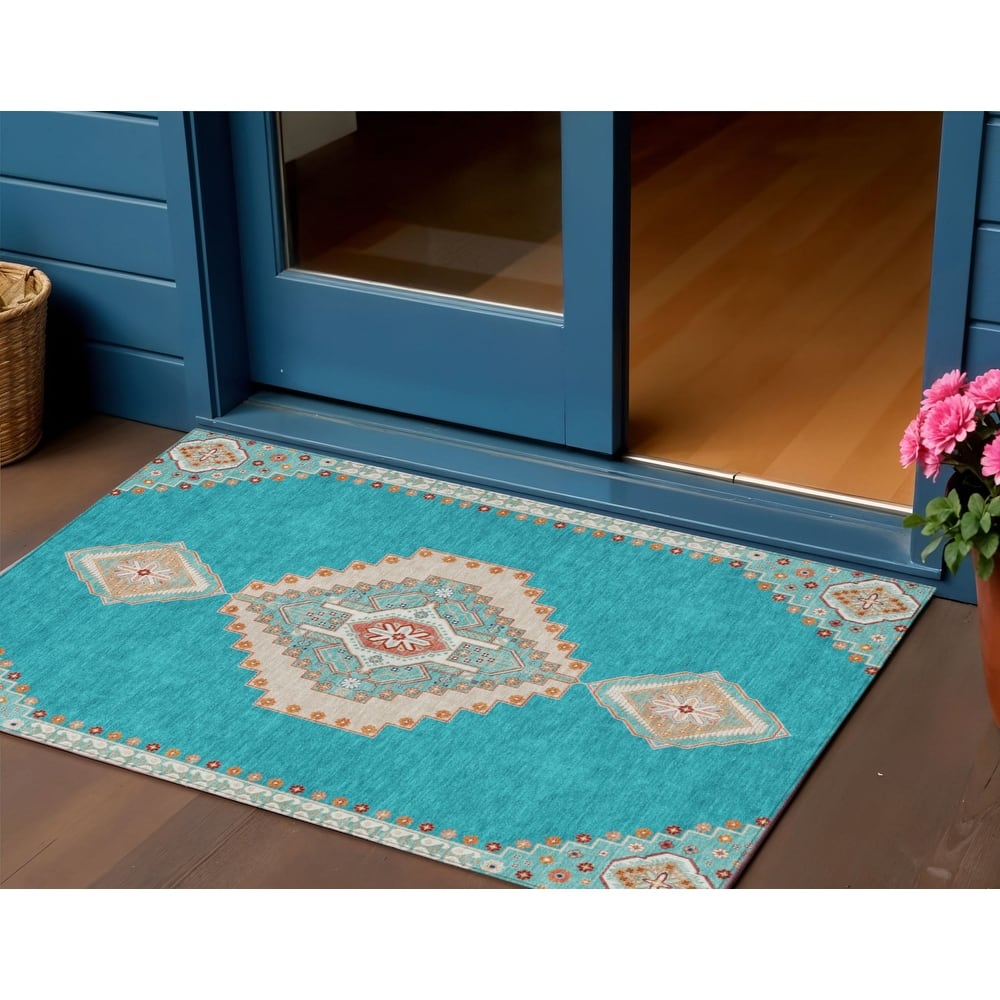 HomeRoots Oriental Traditional Rectangle Outdoor Rug