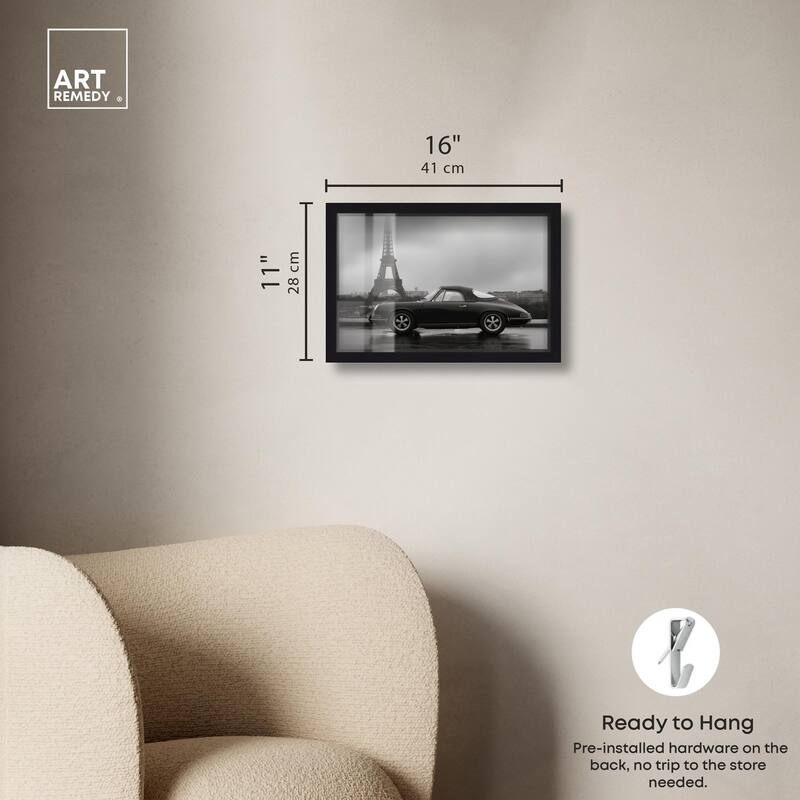 Classic Car and Eiffel Noir Shadowbox by Art Remedy