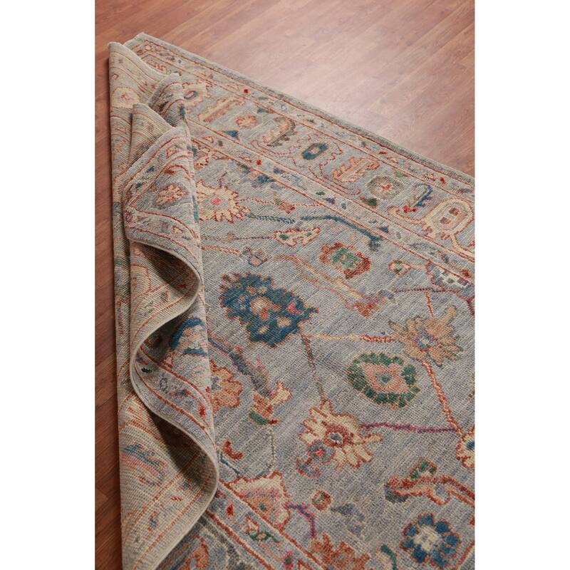 Hand Knotted Oriental 100% Wool Carpet Transitional All-Over Navy Blue & Blues Oushak Area Rug - 6' 7'' X 4' 6''