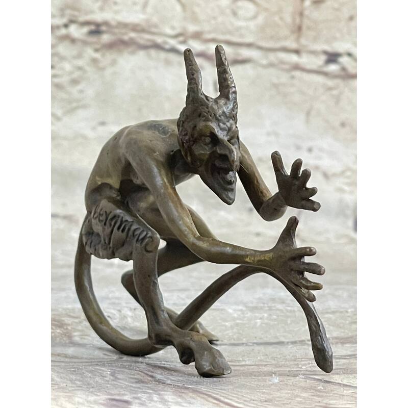 Mythological Greek Satyr Devil Bronze Figurine Sculpture 3.5 Inches X 5.5 Inches