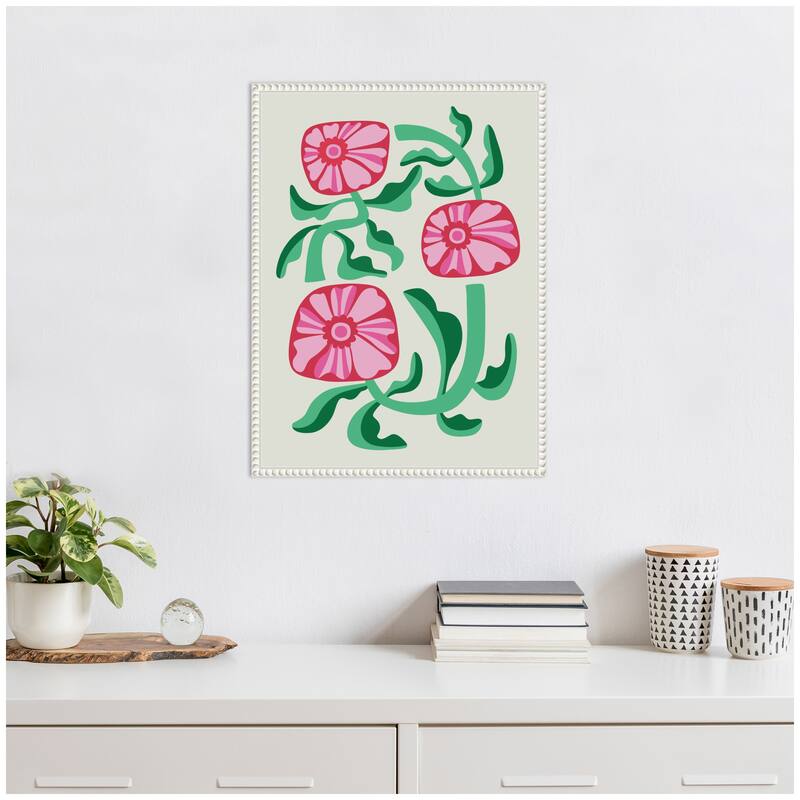 Kate and Laurel Sylvie Retro Flowers Framed Canvas by Rachel Lee