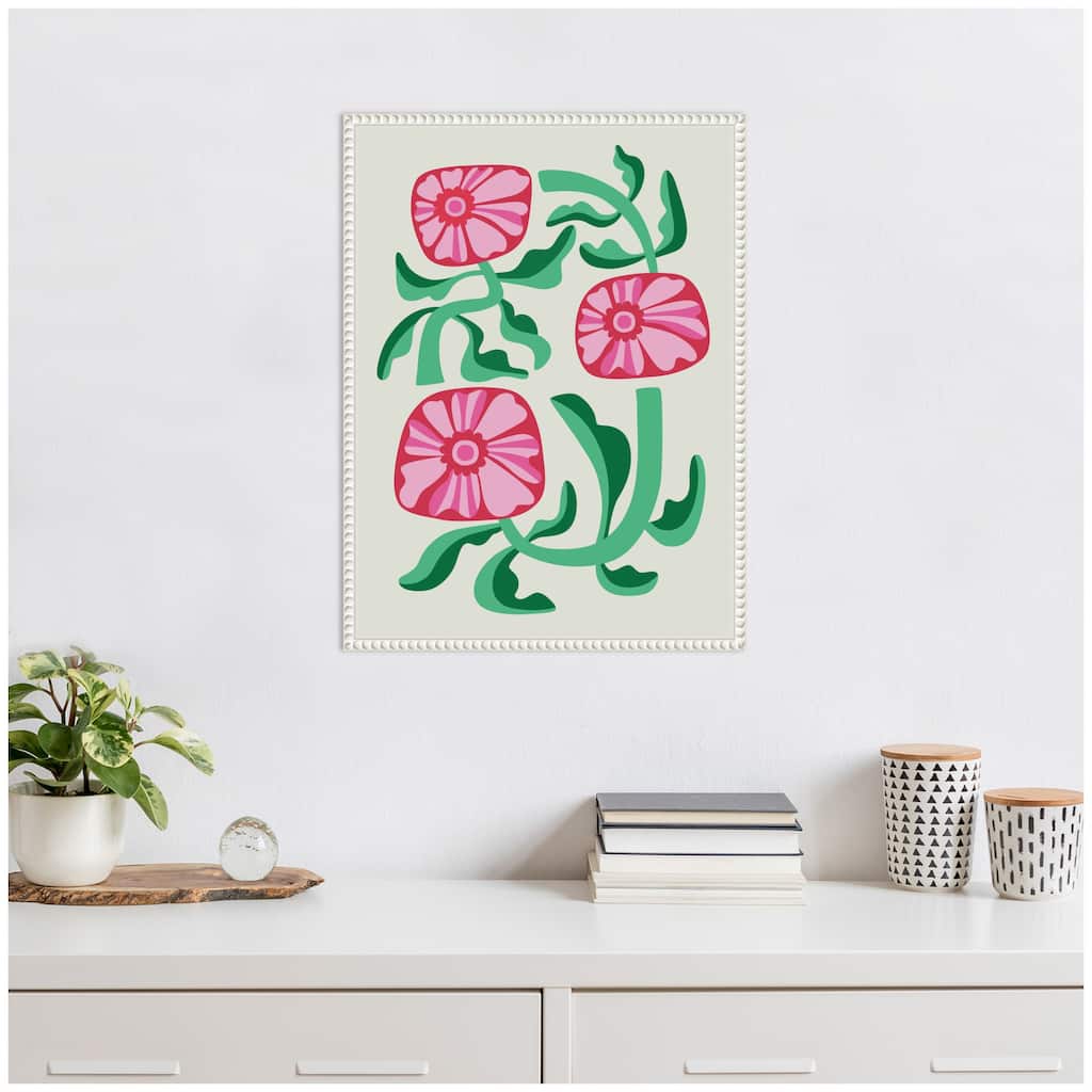 Kate and Laurel Sylvie Retro Flowers Framed Canvas by Rachel Lee