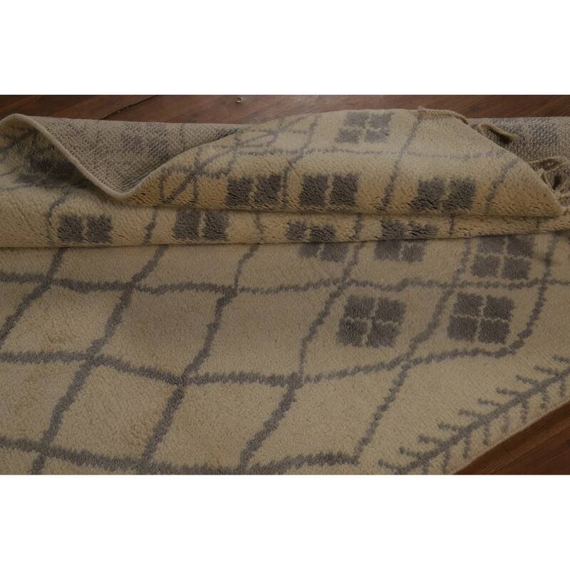 All-Over Trellis Moroccan Oriental Area Rug Hand-Knotted Wool Carpet - 5'0" x 8'1"